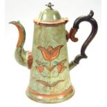A late 19thC Griffiths & Browett patent three pint coffee pot, in painted metal, the tapering