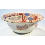 A 19thC Japanese Imari Meiji period bowl, of large proportion decorated with panels of figures,