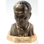 A 20thC bronzed and marble finish bust, of a oriental figure quarter profile signed L Gerardy,
