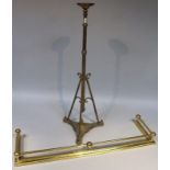 A late 19thC brass telescopic lamp base, the circular deep dish holder on a cylindrical column