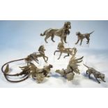 Various plated and other metalware, figures, animals, gun dog with pheasant to the mount, 17cm high,