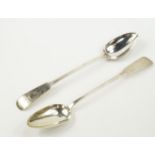 A pair of George IV silver Old English pattern stuffing spoons, crest engraved, Alexander