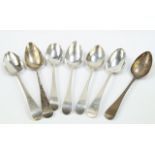 A group of George III silver table spoons, decorated in the Old English pattern, various makers