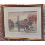 William Bartol Thomas (1877-1947). River Witham Boston, watercolour, 26cm x 37.5cm.