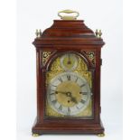 A George III bracket clock, with an 8 day chiming fusee movement, circa 1760, the mahogany case with