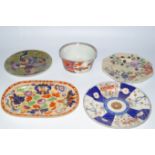 Various 19thC wares, to include an English pottery slop bowl in the Oriental manner, polychrome