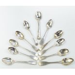 Scottish and other silver teaspoons, George III and later, decorated in the fiddle, Kings and Old