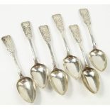 A set of six Victorian Irish silver tea spoons, embossed for the Horticultural Society of Ireland,