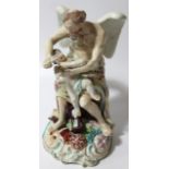 A late 18thC English porcelain figure group, of Time clipping the wings of Putti, polychrome