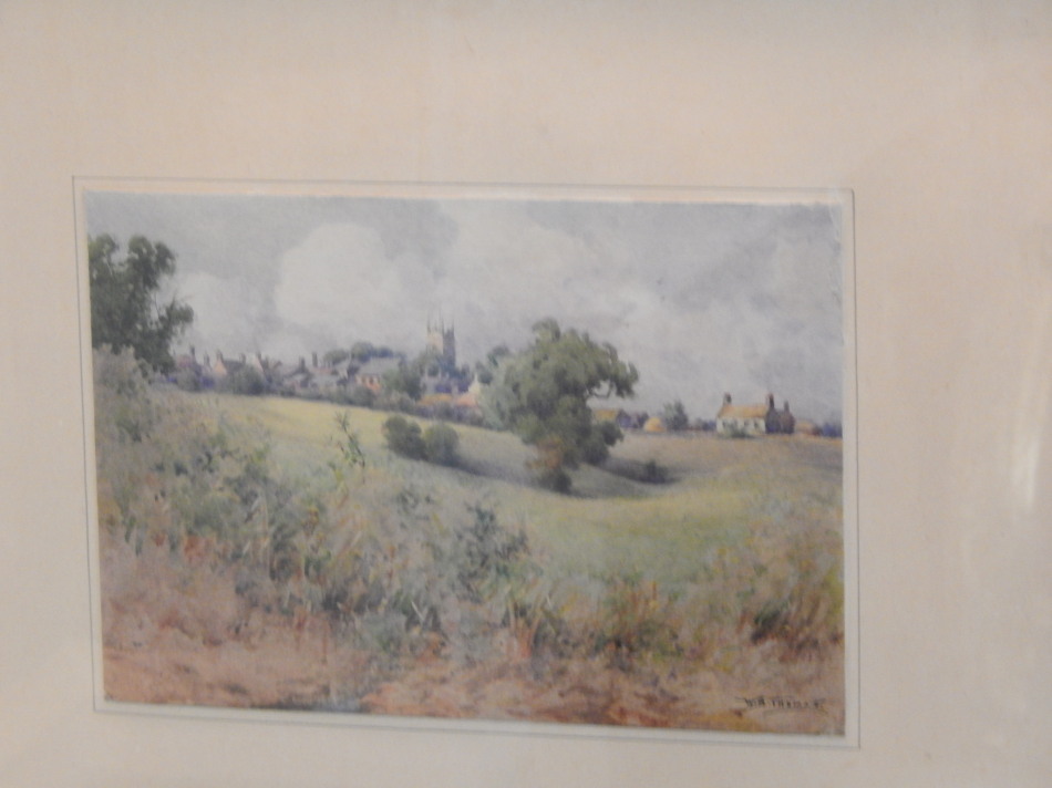 William Bartol Thomas (1877-1947). Country landscape with village church, watercolour, signed, - Image 2 of 3