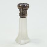 A miniature 19thC agate desk seal, with white metal mount, the seal is a pale amethyst carved with