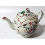 An early 19thC English porcelain teapot, in the manner of Newhall, with a bulbous body and