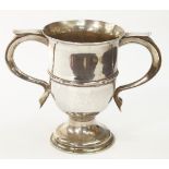 A George III silver twin handled loving cup, of baluster form, Jacob Marsh, London 1776, 12.15oz.