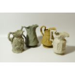 Various 19thC stoneware jugs, to include Copeland & Garrett style decorated with raised moulded