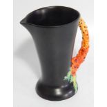 A Clarice Cliff 'My Garden' jug, black ground with palm tree handle, 23cm high