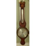 A mid 19thC mahogany wheel barometer, by Zenoni and Dutti, Edinburgh, the case inlaid with patera