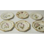 A quantity of 19thC porcelain plates, to include one decorated with summer flowers with gilt
