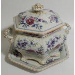 A Victorian ironstone hexagonal tureen, with stand and cover by J & WR.