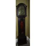 An 18thC longcase clock, John Downes of London, with eight day movement, striking on a bell, the