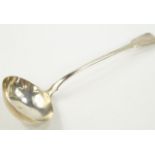 A George III silver soup ladle, initial engraved, William Eley & William Fearn, London 1820, 6.
