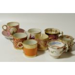 Various 18thC and later coffee cans, cups etc., to include one polychrome decorated with classical