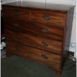 An early 19thC mahogany chest of drawers, the hinged caddy top with a crossbanded border over an