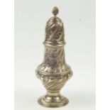 A Victorian silver sugar sifter, of semi fluted baluster form, shield reserve presentation