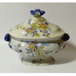 A 19thC Staffordshire Genuine Opaque China sauce tureen, the oval body with domed lid and space