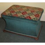 A Victorian mahogany box ottoman, the rectangular top inset with a geometric woolwork and a