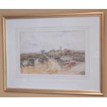 Lewis Pinhorn Wood (1848-1918). Country landscape with figure, watercolour, signed, 29cm x 45cm.