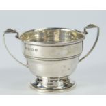 A George VI silver two-handled trophy cup, by Elkington, Birmingham 1937, with inscription to