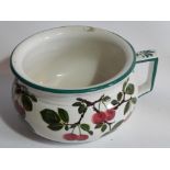 A 19thC Wemyss Pottery chamber pot, the inverted circular body hand painted with cherries