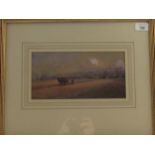 William Bartol Thomas (1877-1947). Rural landscape with shire horses, watercolour, signed, 13cm x
