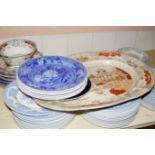 Various 19thC and later earthenware, to include Mason's Ironstone serving dish, polychrome decorated