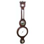 A 19thC mahogany cased five dial banjo barometer, with damp dry, thermometer, bulls eye glass and