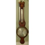 A mid 19thC mahogany wheel barometer, by Zenoni and Dutti, Edinburgh, the case inlaid with patera