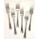 A set of six George IV silver dessert forks, Old English pattern, 17cm wide, 7oz. (6)