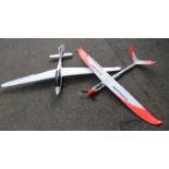 A Lizard Multiplex polystyrene remote control plane, 92cm long, and a similar Fox polystyrene plane,