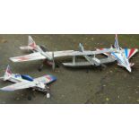 Four polystyrene starter R/C planes, including A Phase 3 bi-plane, Multiplex 3DR plane and a RC