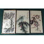 20thC Oriental School. Flowering branches, etc., watercolour on silk, bearing signature, a pair,