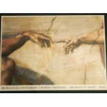 A large poster or print after Michelangelo, mounted 87cm x 123cm.