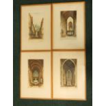 D. Sharlend. Cathedral interiors, to include Exeter, coloured etchings, signed, 43cm x 23cm, and a