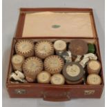 Various Pathe wax cylinders for an Edison phonograph, and a simulated leather case