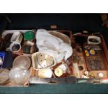 Various clock and watch components, parts, glass fronts, 16cm diameter, etc, other various