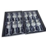 A set of twelve Thomas Webb crystal wine glasses, etc.