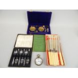 Various silver plate etc, to include a Superior Railway timekeeper's Ornema open faced pocket watch,