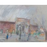 Anthony Eyton (b.1923). Porta Maggiore, Rome, pastel, signed and dated 1986, 42cm x 53.5cm. Bears