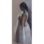 20thC British School. Female study, pastel, signed, 28cm x 13cm