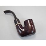 A Dunhill black briar pipe, with a 9ct gold silver collar, stamped 52HU.