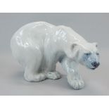 A 20thC Royal Copenhagen porcelain figure of a Polar bear, factory mark in blue to underside,